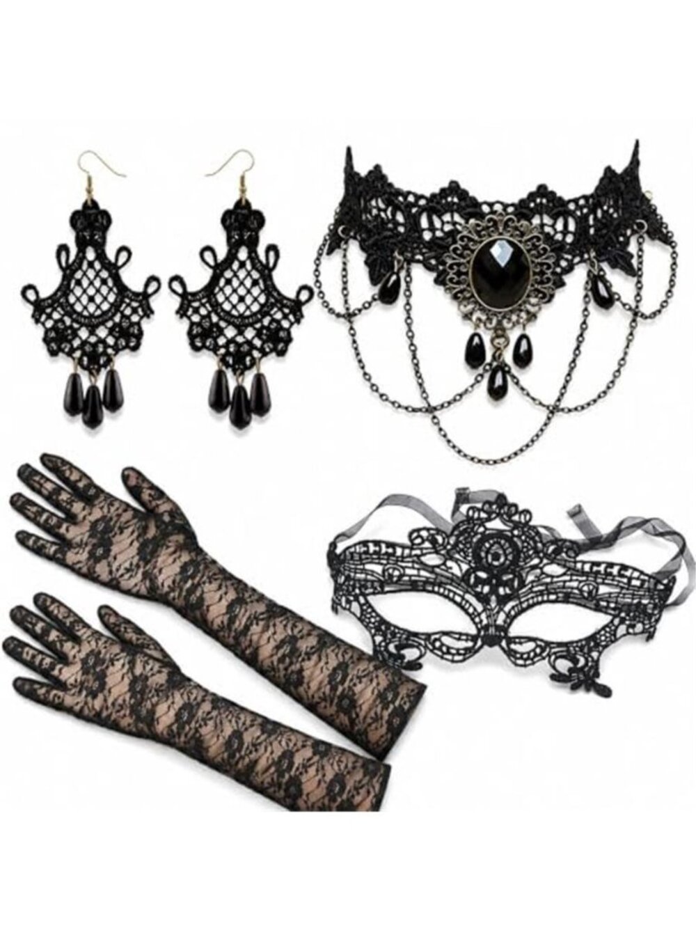 Witch Costume Women Halloween Necklace Black Choker Gothic Bracelet Accessories